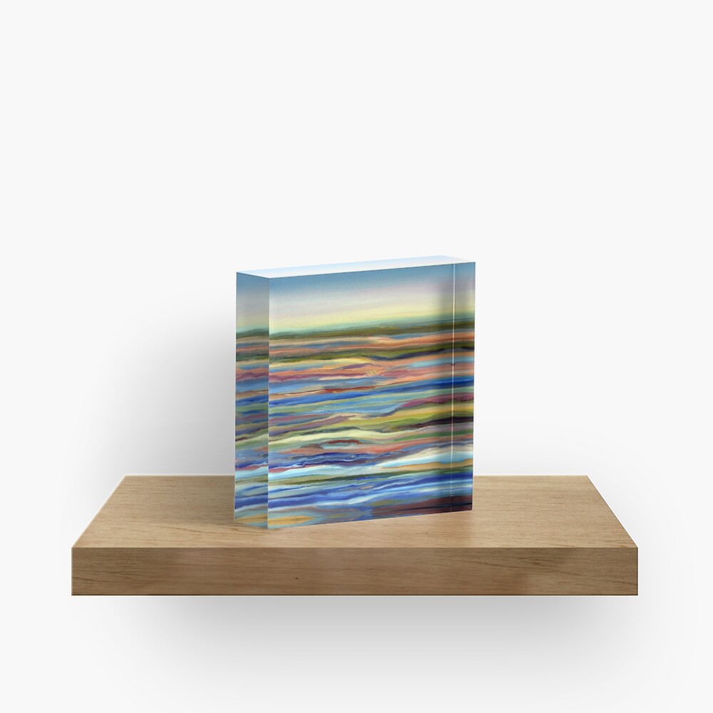 Salt Marsh Sunrise, Plum Island, Cape Ann, Massachusetts. From original oil painting by Pamela Parsons Acrylic Block