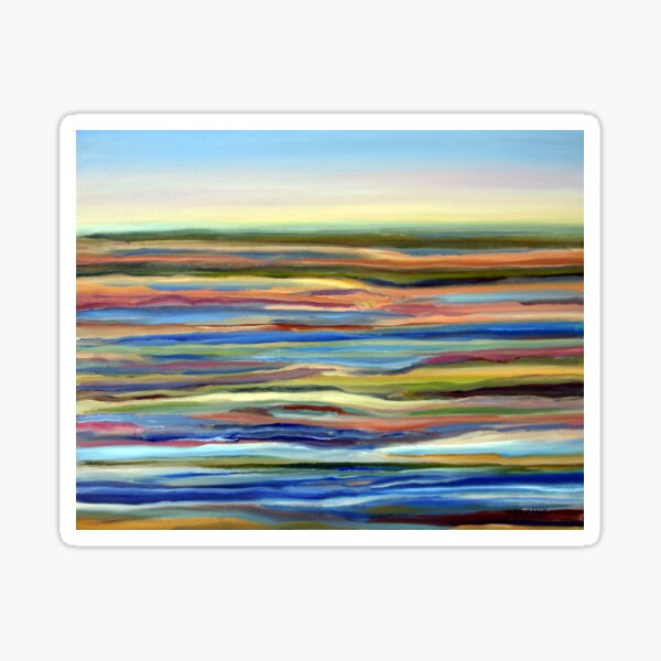 Salt Marsh Sunrise, Plum Island, Cape Ann, Massachusetts. From original oil painting by Pamela Parsons Sticker
