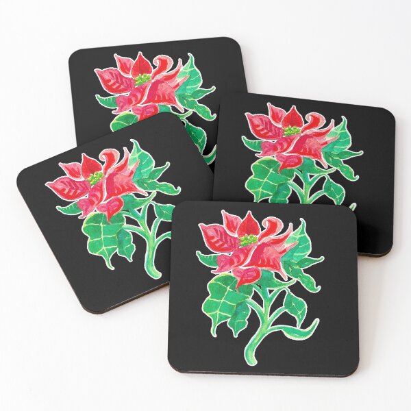 Item preview, Christmas Poinsettia Flower Watercolor Decor designed and sold by Ivy Lily Art.