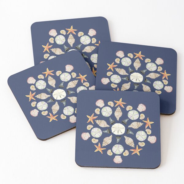 Item preview, Florida Beachcombing Mandala 1 - Watercolor - Dark Blue designed and sold by skidgelstudios.