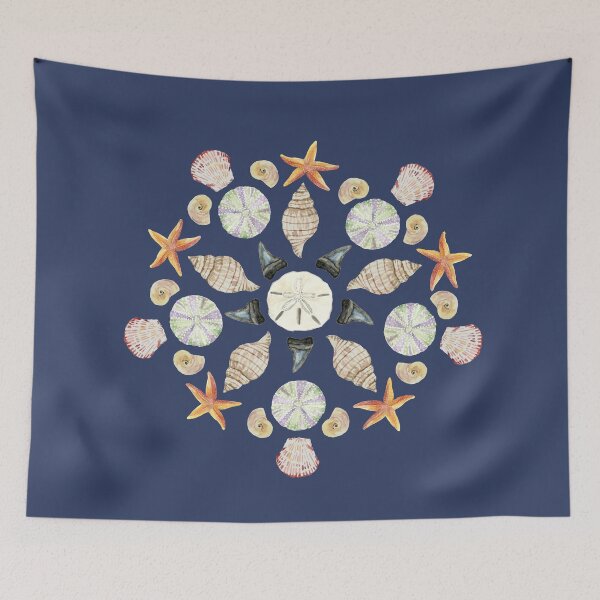 Item preview, Florida Beachcombing Mandala 1 - Watercolor - Dark Blue designed and sold by skidgelstudios.