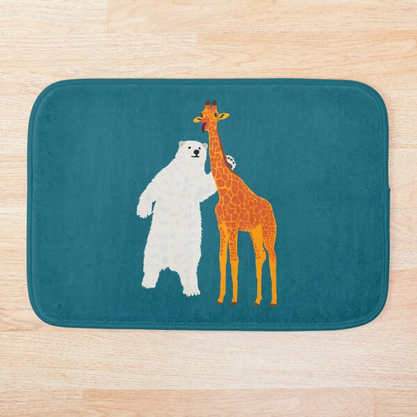 polar bear and giraffe, love is love Bath Mat
