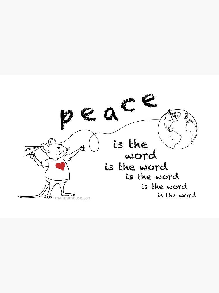 Thumbnail 2 of 2, Laptop Sleeve, MantraMouse® Peace is the Word Cartoon designed and sold by donnamartini.