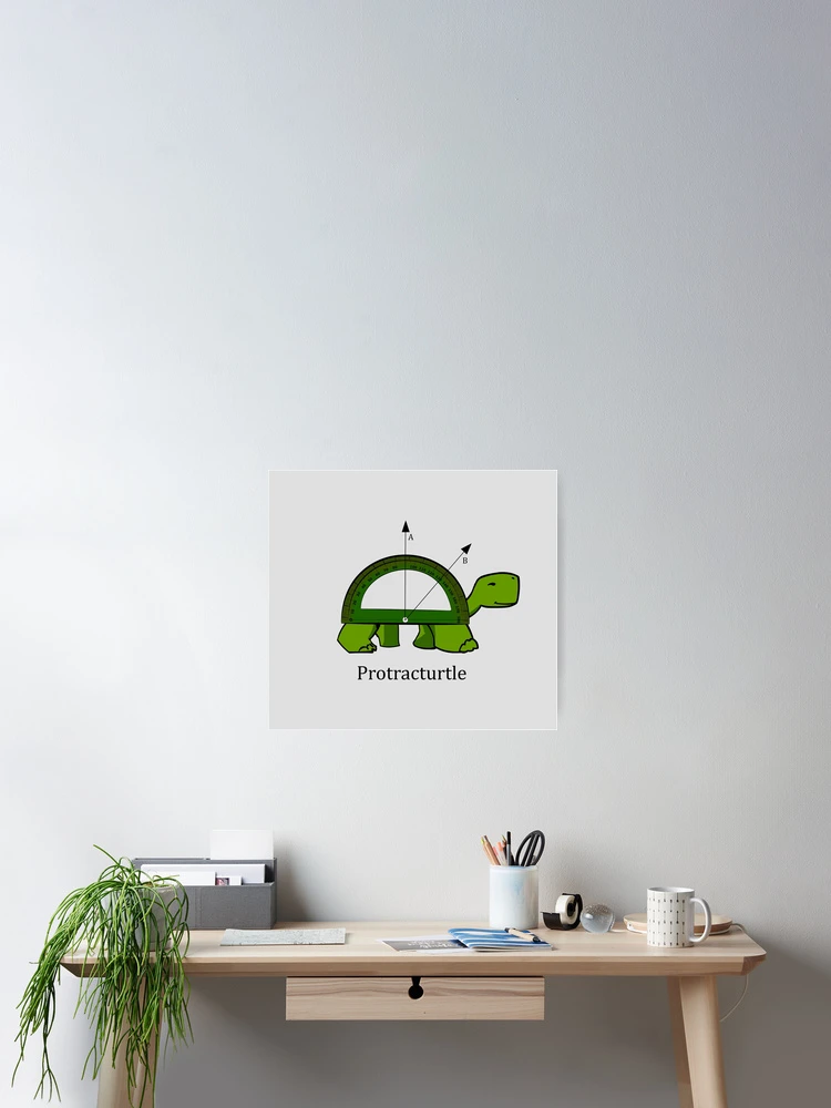 Thumbnail 2 of 3, Poster, Protracturtle - Funny Math Turtle designed and sold by Bethcentral Designs.