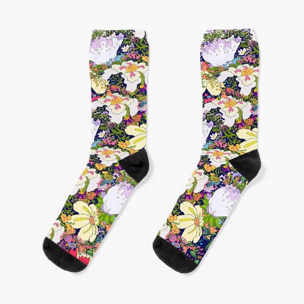 Flower Power Wow Color Socks! Original Art - Every flower Here Socks
