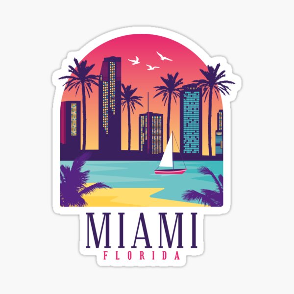 MIA Miami Local Standard MIA Retro Dolphin Miami F' Sticker