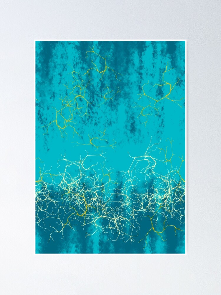 Alternate view of Lightning storm digital painting abstract pattern design Poster