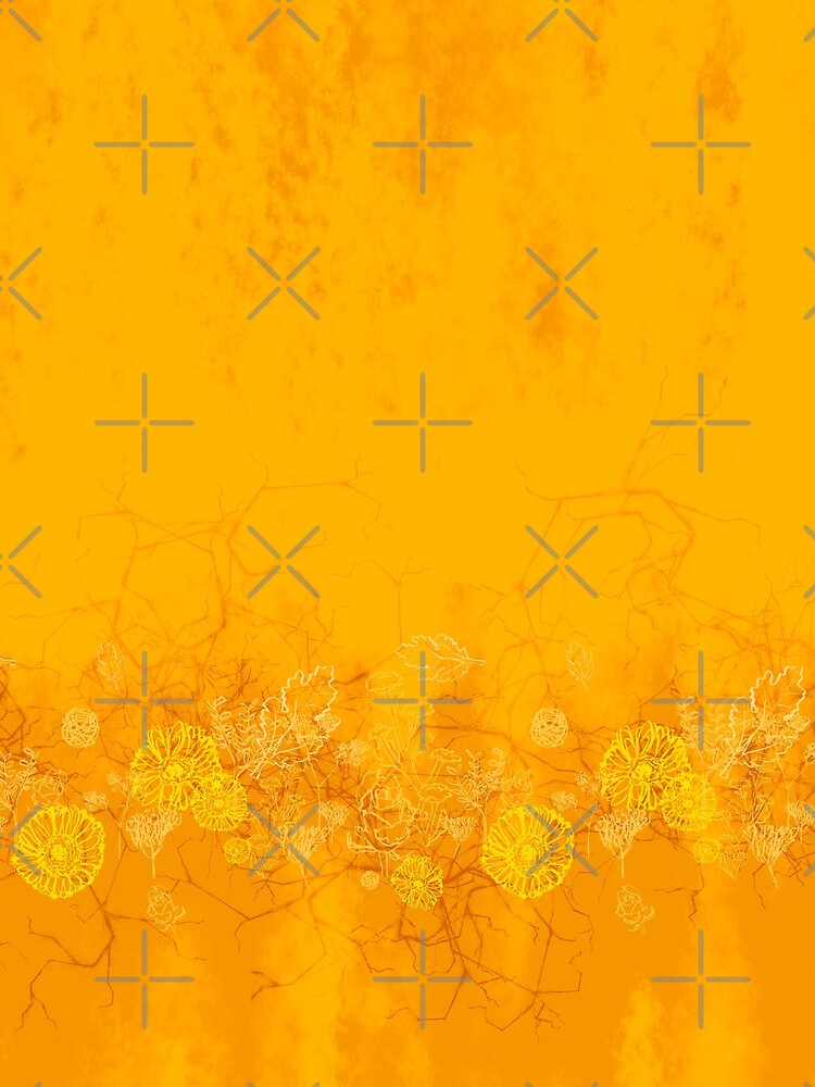 Golden yellow flower border digital painting floral pattern design by nobelbunt