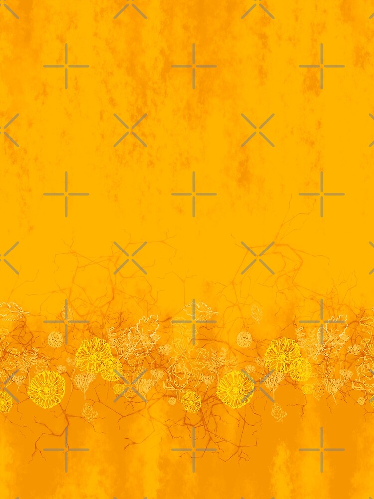 Golden yellow flower border digital painting floral pattern design by nobelbunt