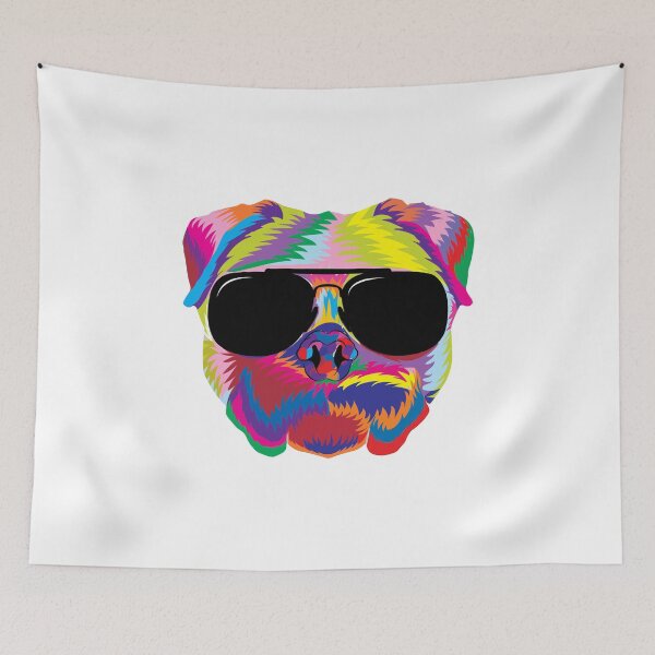 Item preview, Psychedelic Pug Dog Face with Sunglasses designed and sold by phoxydesign.