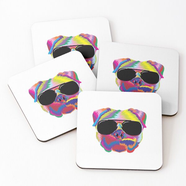 Item preview, Psychedelic Pug Dog Face with Sunglasses designed and sold by phoxydesign.