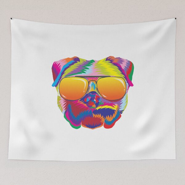 Item preview, Psychedelic Pug Dog Face with Sunset Sunglasses designed and sold by phoxydesign.