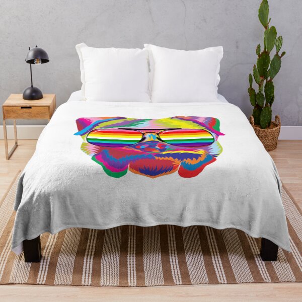 Item preview, Psychedelic Pug Dog Face with Gay Pride Sunglasses designed and sold by phoxydesign.