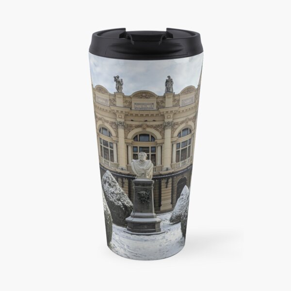 Theatre in Krakow under the snow Travel Mug