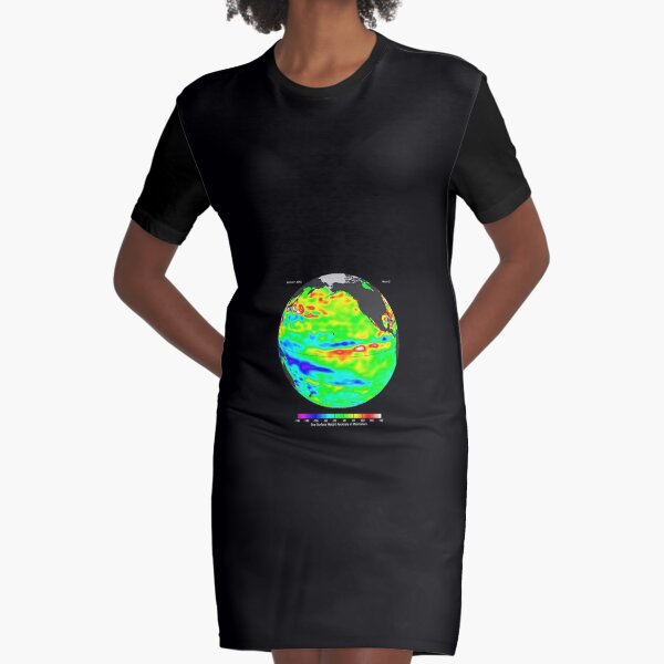 Image of sea surface heights in the Pacific Ocean from NASA’s Jason-2 satellite Graphic T-Shirt Dress