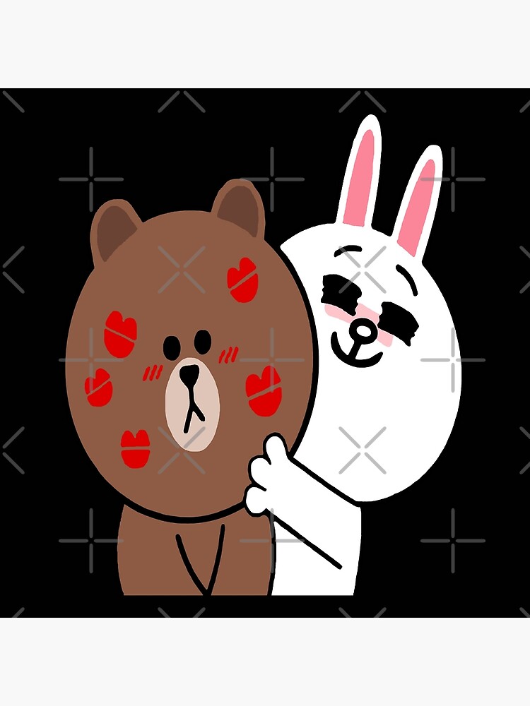 Brown bear cony bunny rabbit showered with kisses by tommytbird