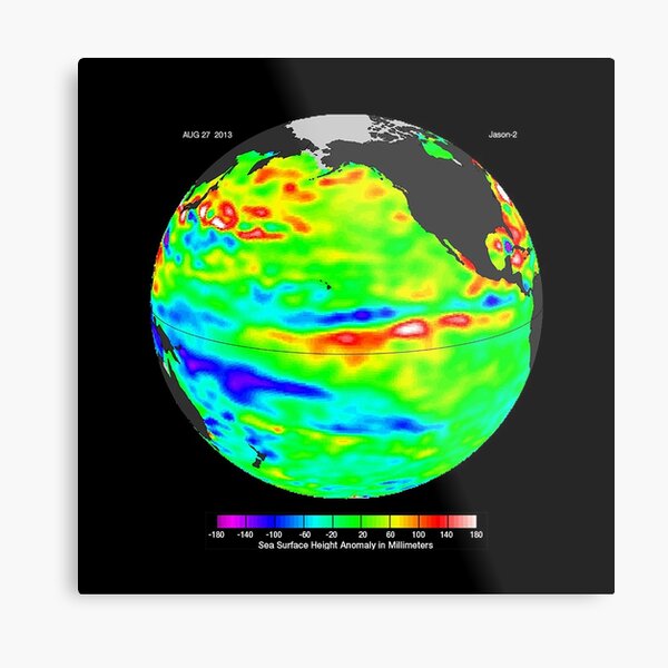Image of sea surface heights in the Pacific Ocean from NASA’s Jason-2 satellite Metal Print