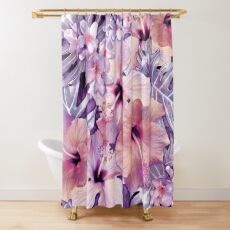 Violet Vintage Tropical Shower Curtain