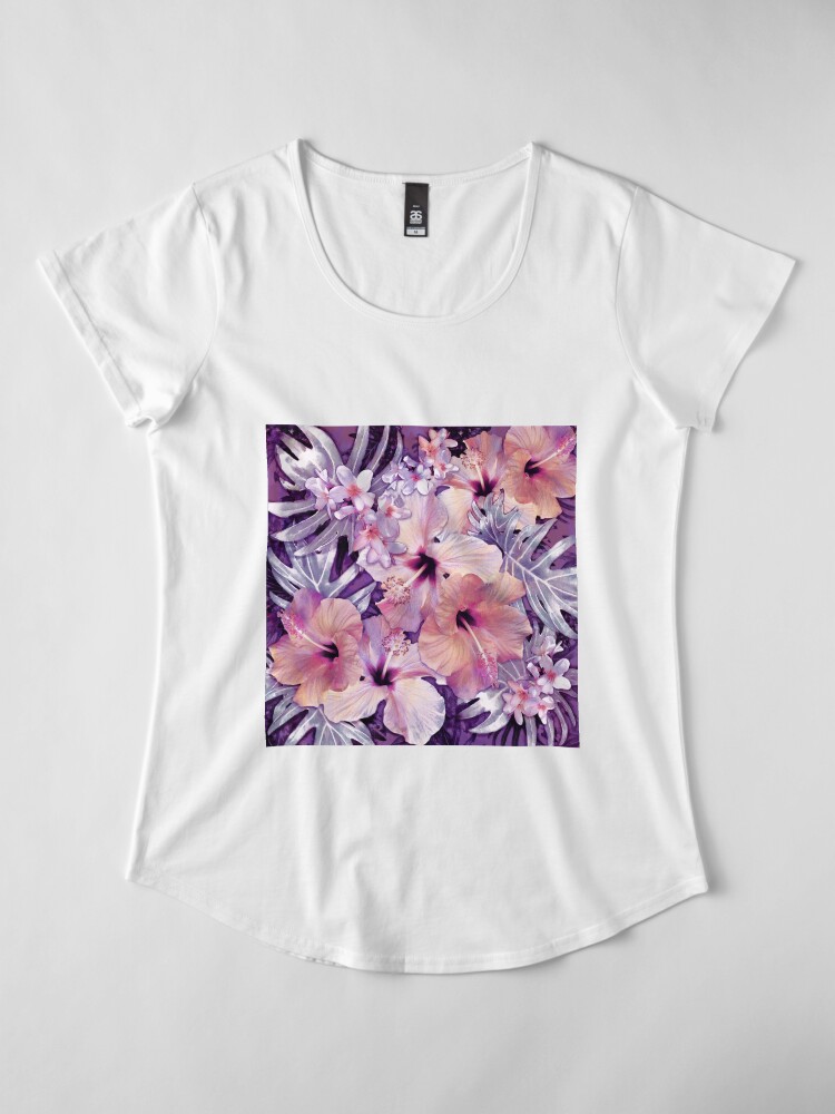 Alternate view of Violet Vintage Tropical Premium Scoop T-Shirt