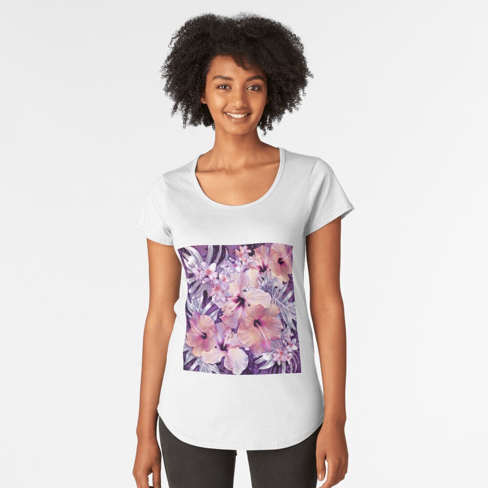 Violet Vintage Tropical Premium Scoop T-Shirt