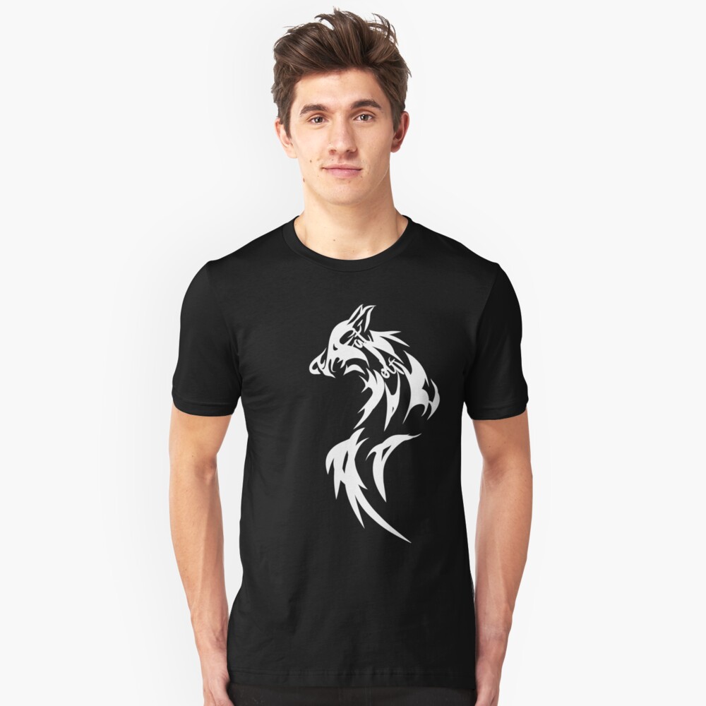 Fat Wolf - Wolf Tail White Slim Fit T-Shirt