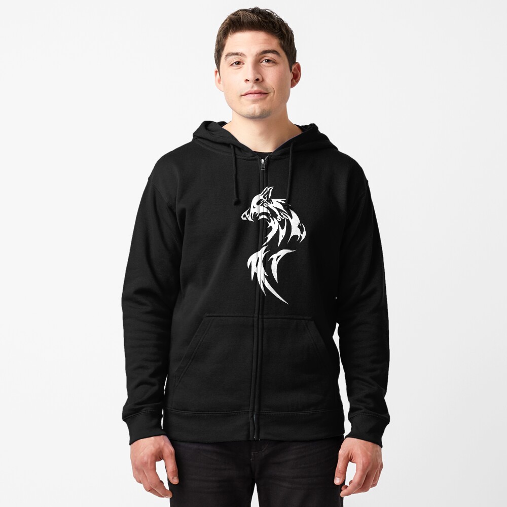 Fat Wolf - Wolf Tail White Zipped Hoodie