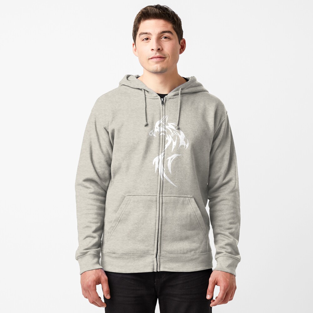 Fat Wolf - Wolf Tail White Zipped Hoodie