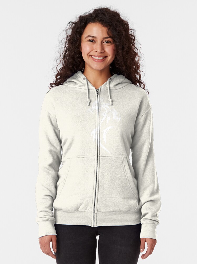 Alternate view of Fat Wolf - Wolf Tail White Zipped Hoodie