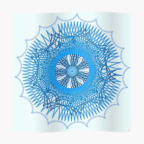 Blue Spirograph Poster