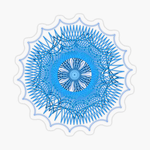 Blue Spirograph Transparent Sticker