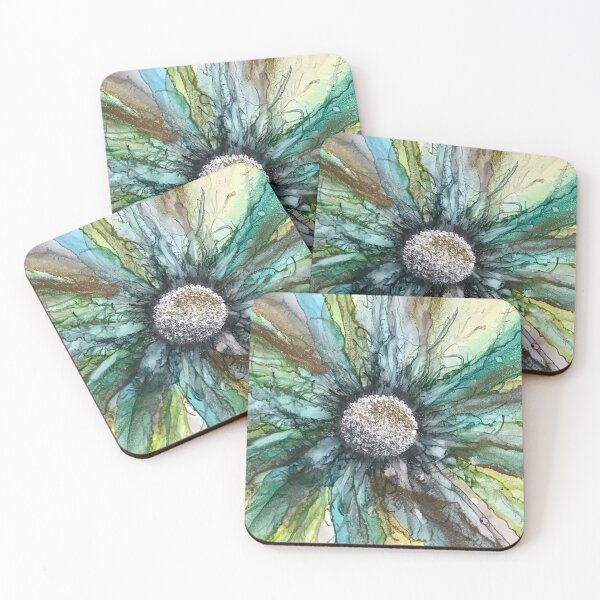 Item preview, Beautiful teal and gold flower. designed and sold by Gill Barrett Art.