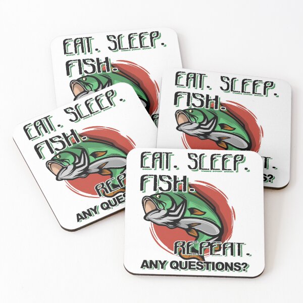 Item preview, Eat Sleep Fish Repeat, Any Questions? Funny saying designed and sold by shurikaner.