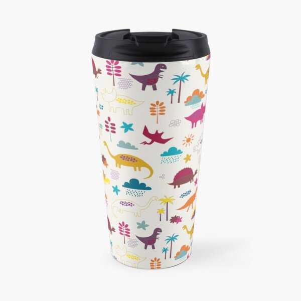 Dinosaur Land - Sunshine Brights - cute Dino pattern by Cecca Designs Travel Mug
