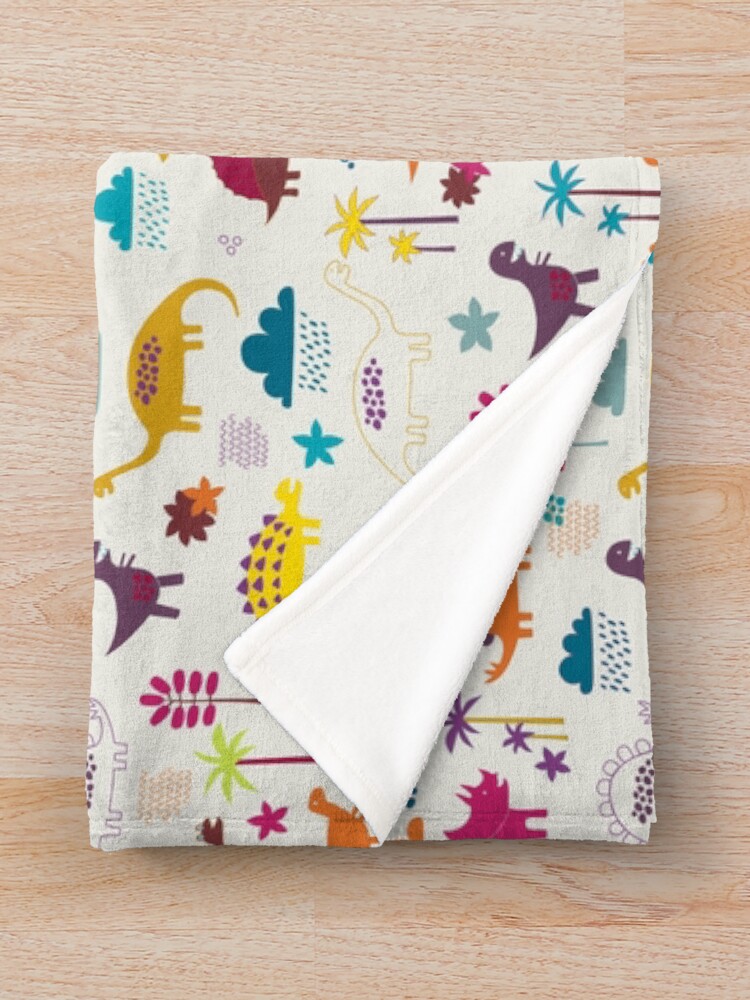 Alternate view of Dinosaur Land - Sunshine Brights - cute Dino pattern by Cecca Designs Throw Blanket