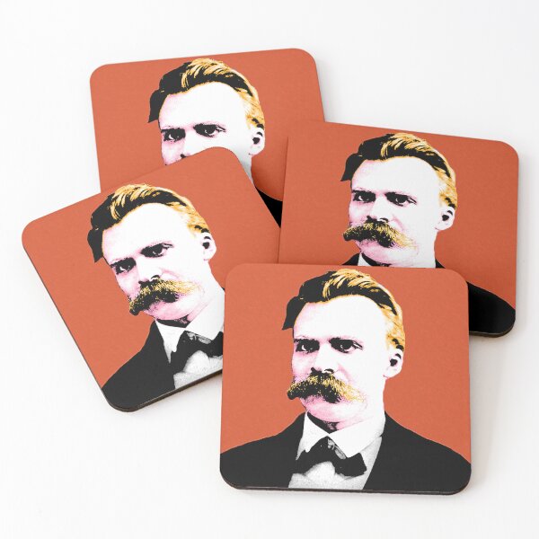 Artikelvorschau, Pop Art Nietzsche in Orange Hintergrund entworfen und verkauft von Furry And  Purry.