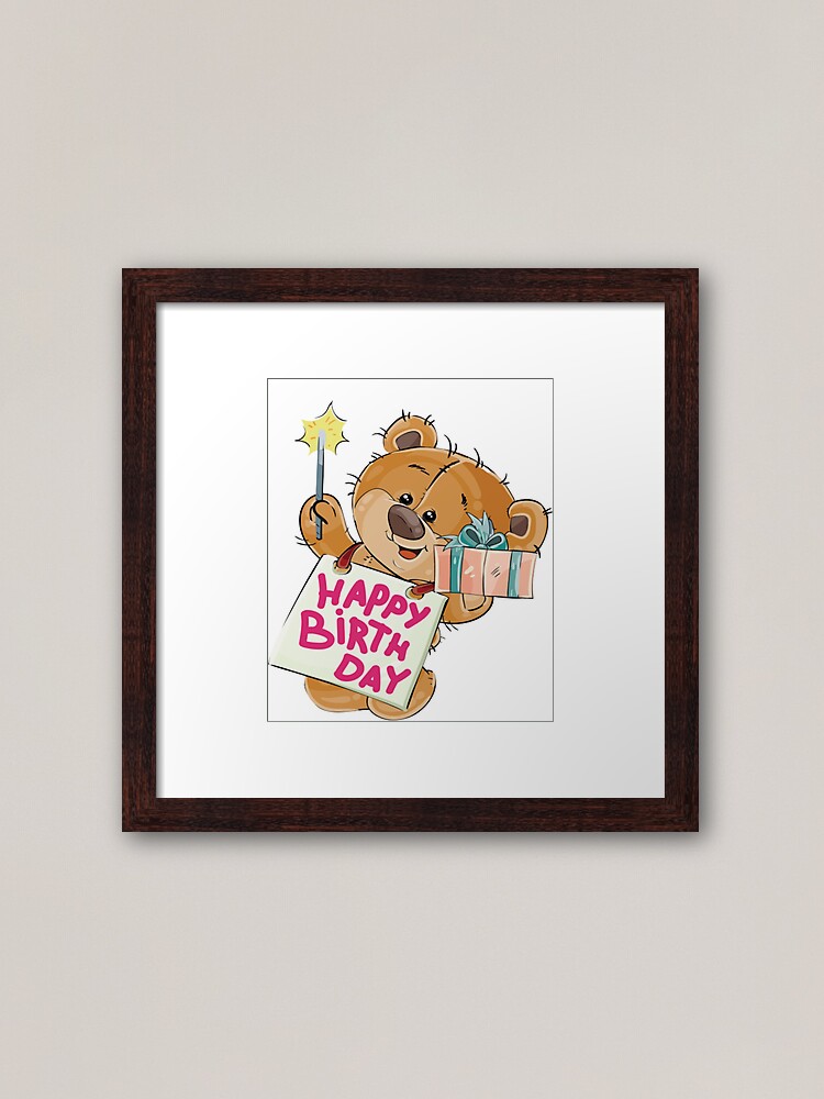 Carte de vœux avec l'œuvre « 1 an premier anniversaire ours en peluche avec  des ballons joyeux anniversaire » de l'artiste Trenddesigns24