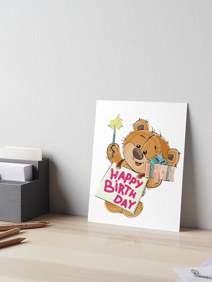 Carte de vœux avec l'œuvre « 1 an premier anniversaire ours en
