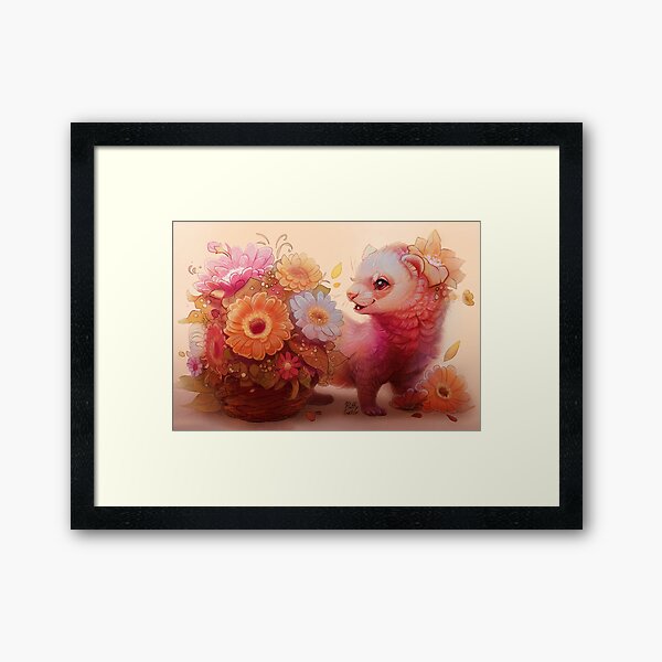 Ferret with Bouquet Framed Art Print