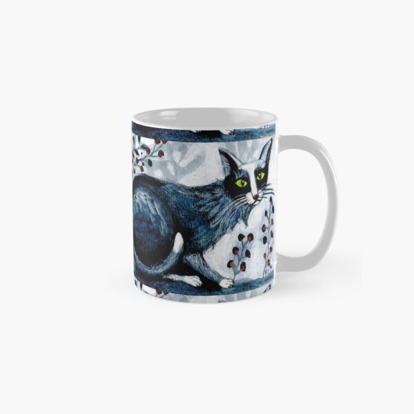 Tuxedo cat, black cat, pet portrait, cute pets, cat art Classic Mug