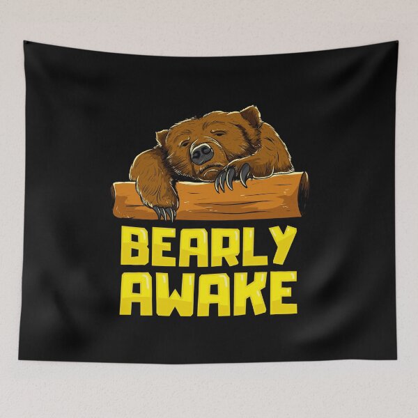 Item preview, Bearly Awake Sleeping Bear Funny Barely Sleepy Pun designed and sold by perfectpresents.