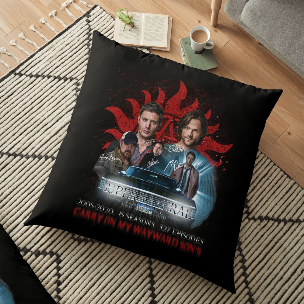 Limited Edition Supernatural Family dont end with Blood 4R Signed Floor Pillow
