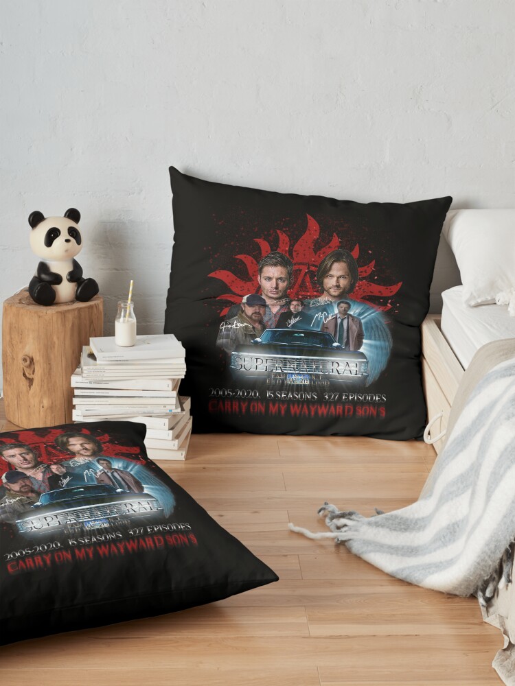 Alternate view of Limited Edition Supernatural Family dont end with Blood 4R Signed Floor Pillow