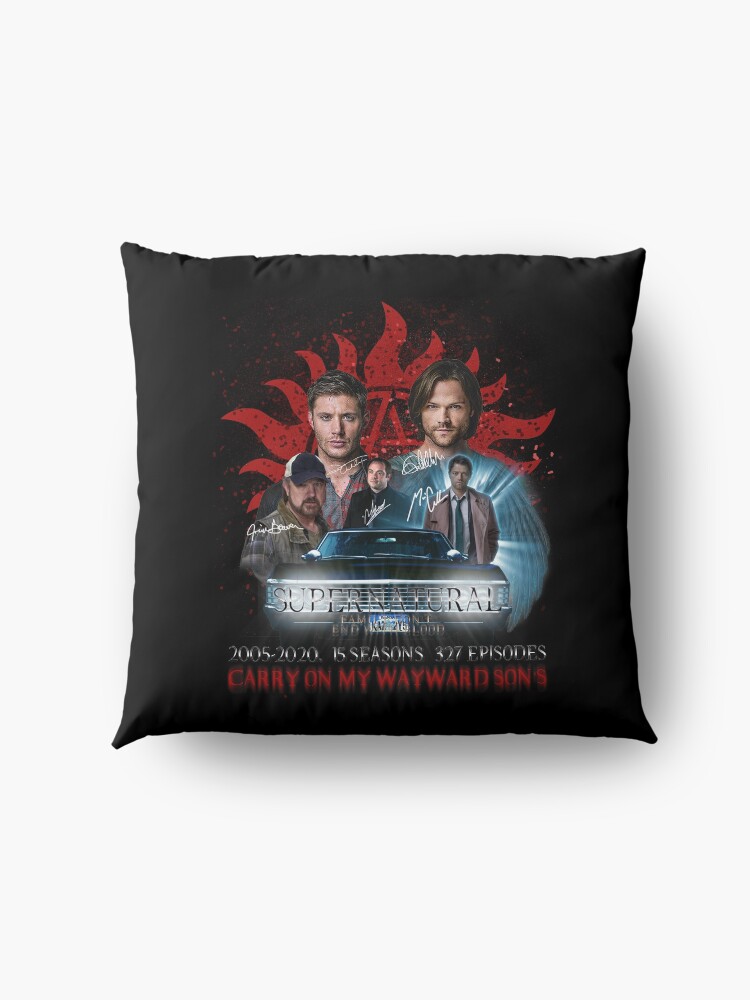 Alternate view of Limited Edition Supernatural Family dont end with Blood 4R Signed Floor Pillow