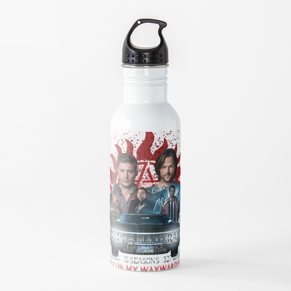 Limited Edition Supernatural Family dont end with Blood 4R Signed Water Bottle