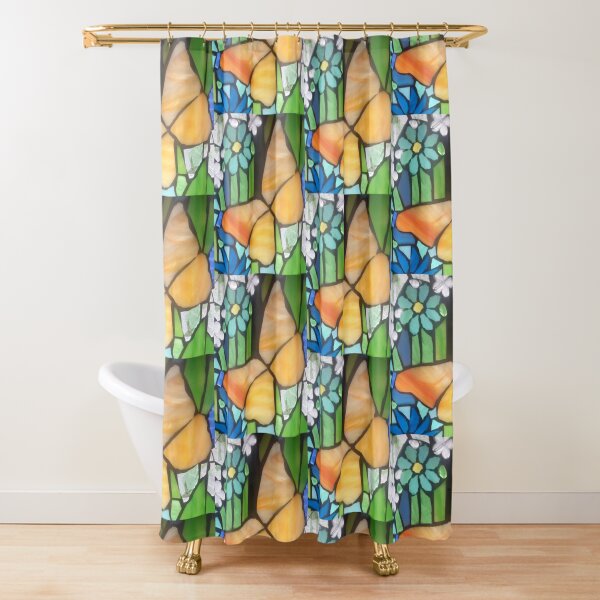 Golden Butterfly Shower Curtain