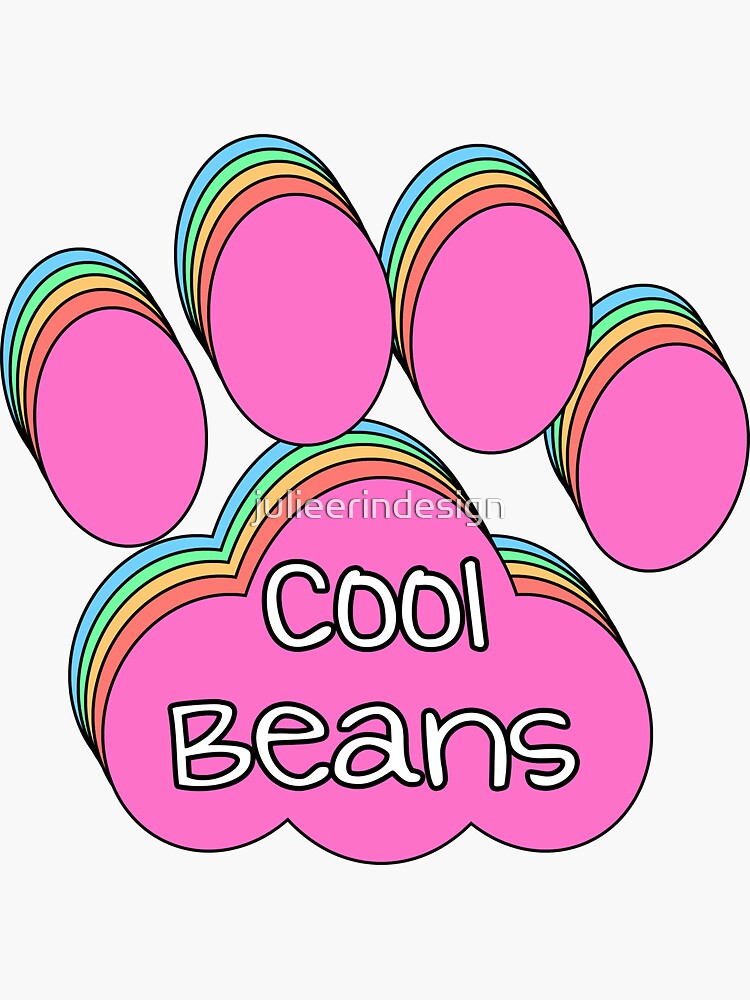 Thumbnail 3 of 3, Sticker, Cool Beans Cat Paw Print designed and sold by julieerindesign.