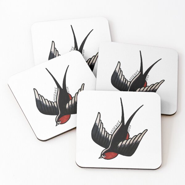 Item preview, Nosedive swallow tattoo designed and sold by emeteneme.