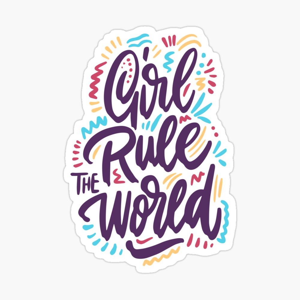 Handwritten Calligraphy Girls Rule The World Girl Power Quote Feminine Poster Photographic Print By Toxbom Redbubble