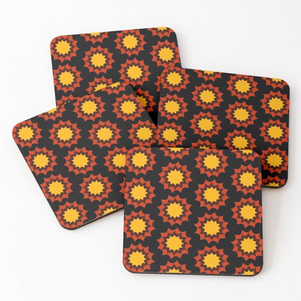 Autumn Starburst Maze Abstract Pattern Coasters (Set of 4)