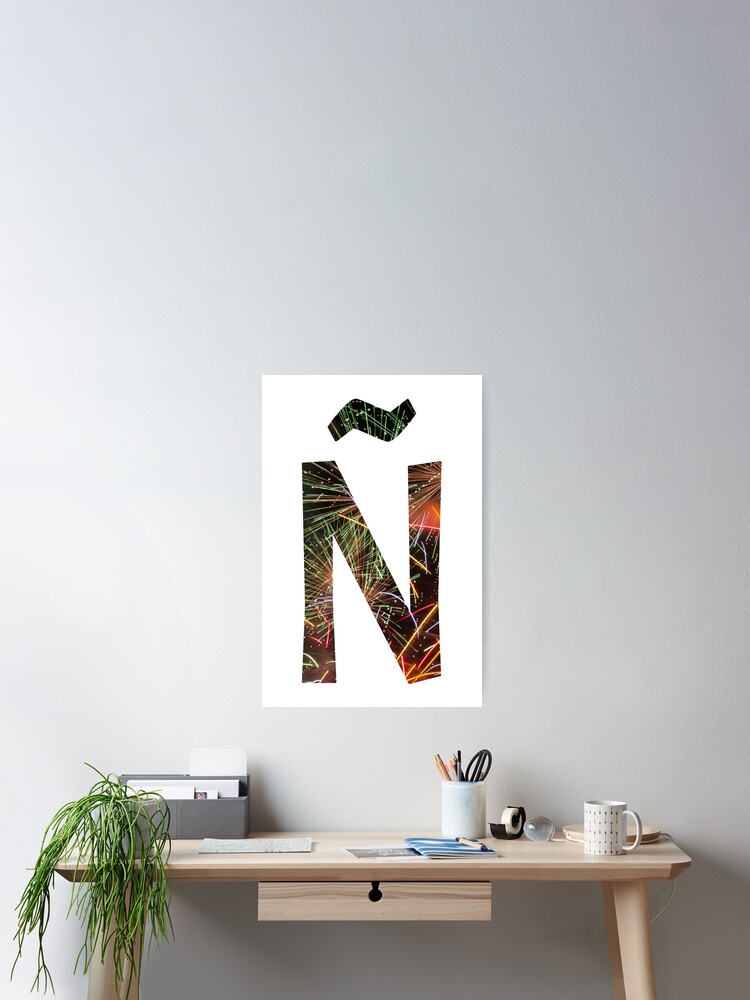 N Letter In Fireworks Poster By Carolina J Redbubble